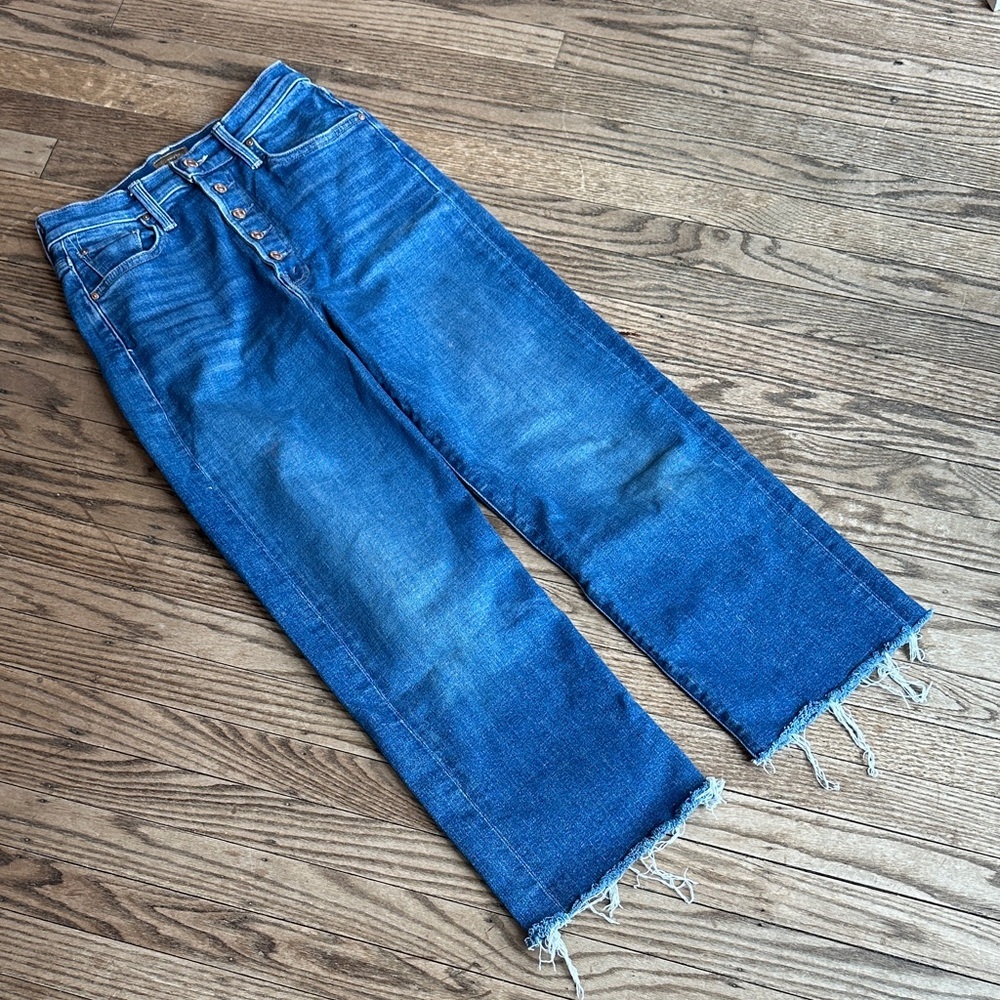MOTHER The Pixie Dazzler Ankle Fray Jeans briefly gorgeous medium wash high-rise - Picture 1 of 9